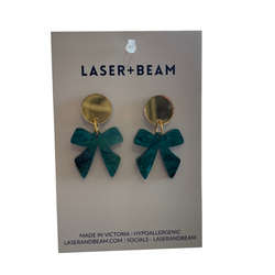 Christmas Earrings - Green Sparkle Bow Statement Acrylic Dangles
