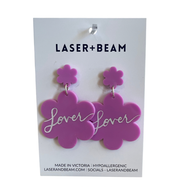 Taylor Swift Earrings - Lover Flower Purple Statement Acrylic Earrings