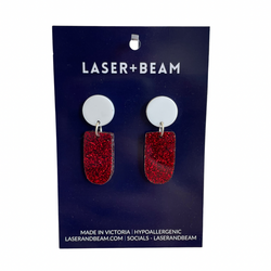 Christmas Earrings - Red Glitter Statement Acrylic Dangles