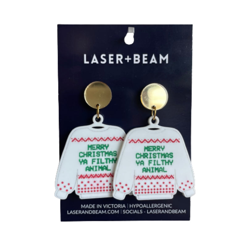 Christmas Earrings - Home Alone Sweater Statement Acrylic Dangles